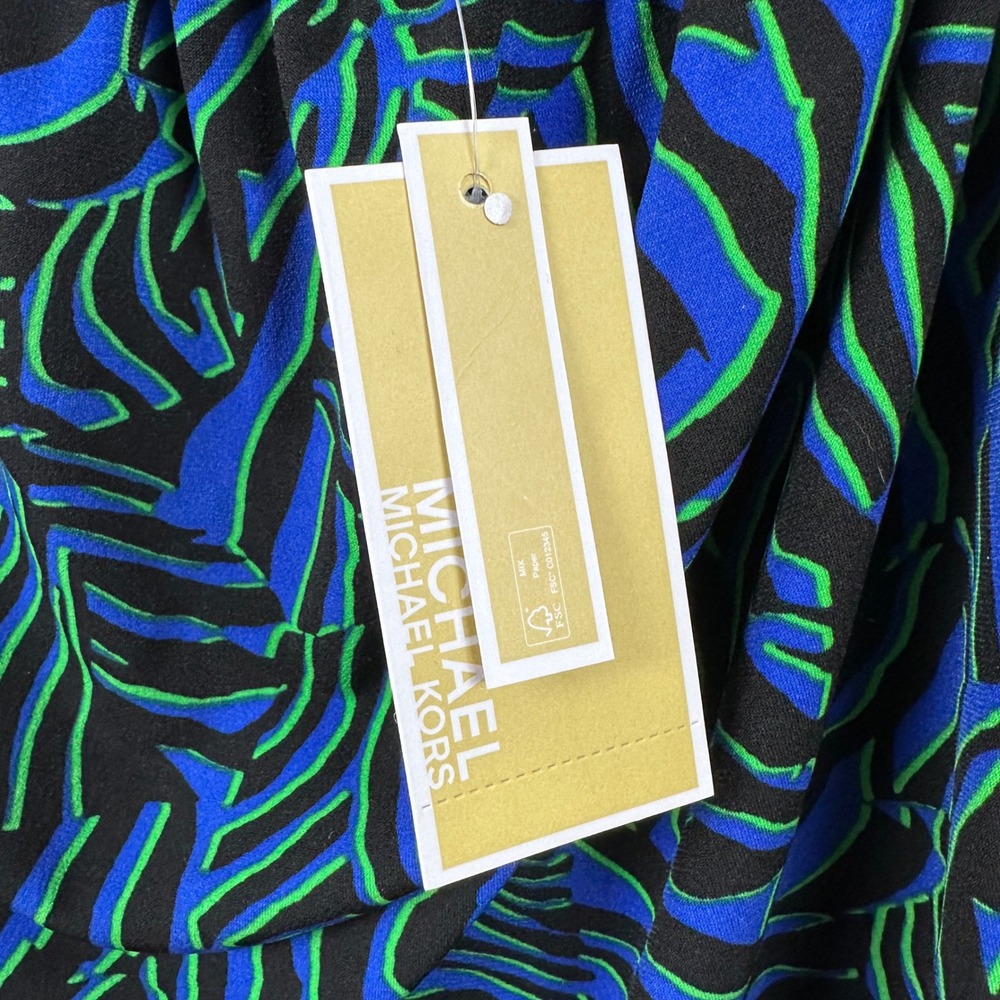 Michael Kors Women's L Halter Top Royal Blue Green Chain Neck Keyhole NEW - Picture 4 of 8